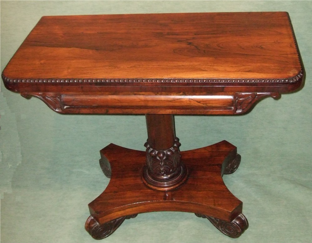 William IVth  Rosewood Pedestal Card Table