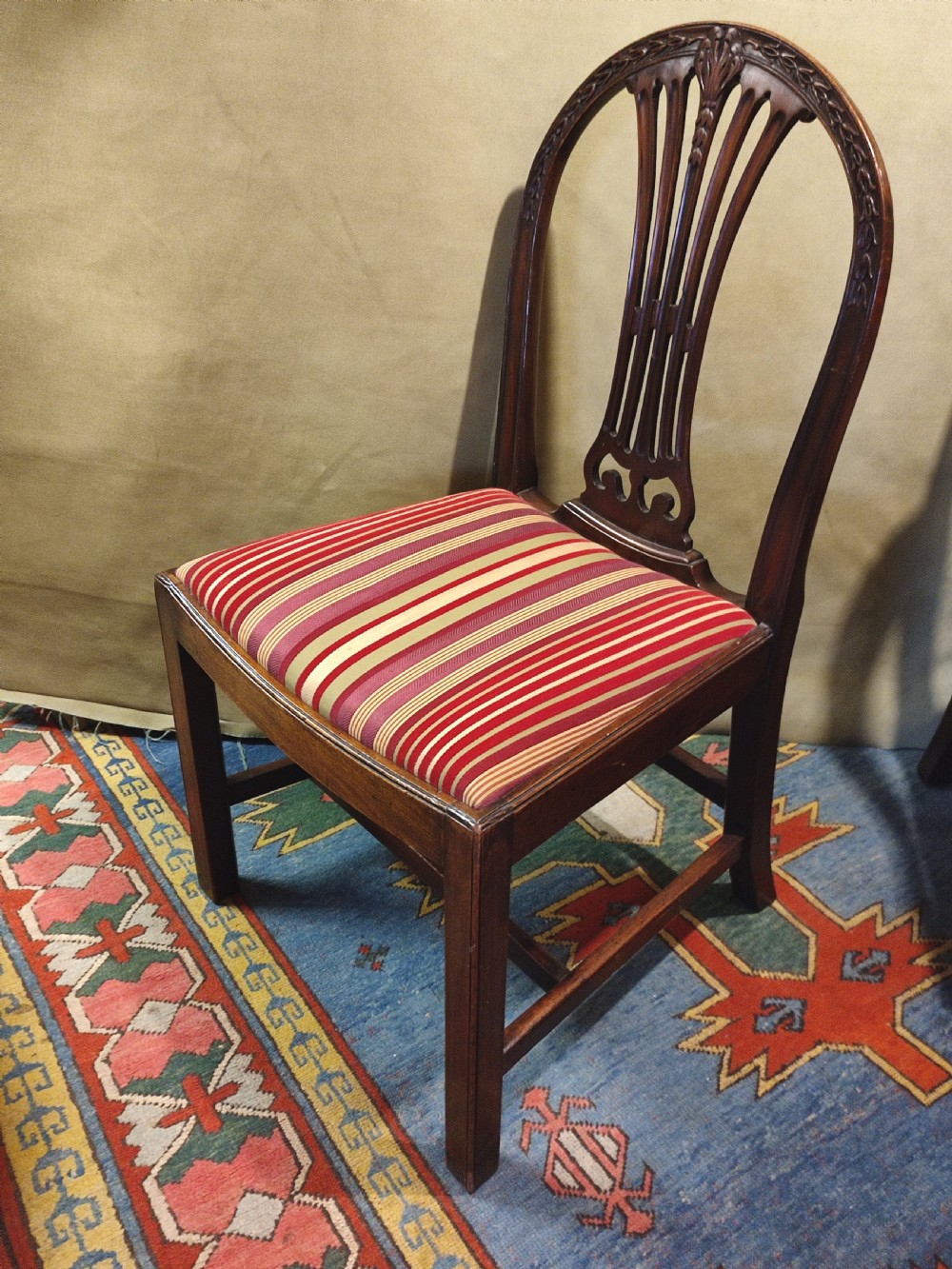 Set of 8 19th c  Heppelwhite Style Mahogany Mahogany Dining Chairs View III