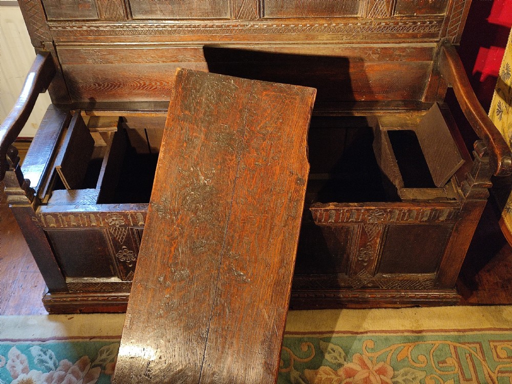 18thC High Back Oak Settle Possibly Welsh View III