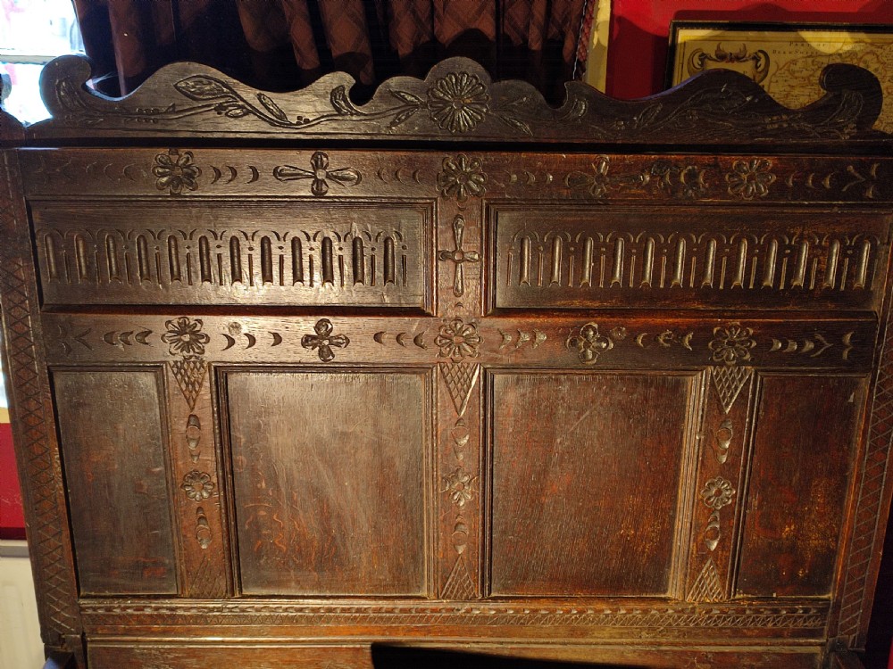 18thC High Back Oak Settle Possibly Welsh View IV
