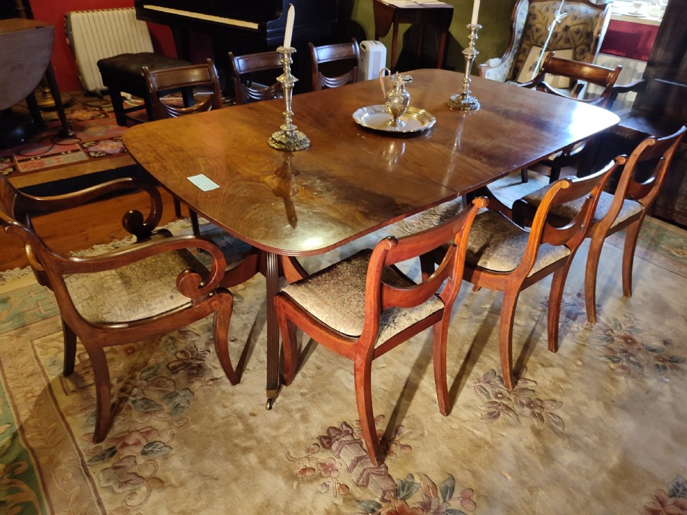 Set of 8 George 3rd Swag Back Mahogany Dining Chairs on Sabre Legs View III