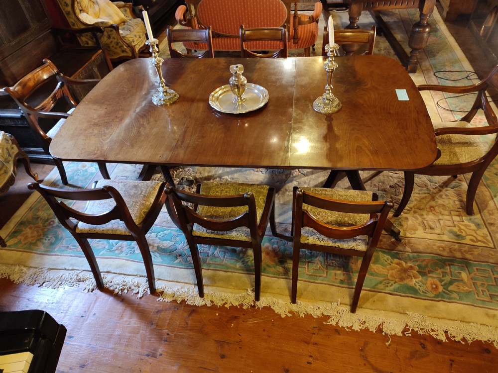 Set of 8 George 3rd Swag Back Mahogany Dining Chairs on Sabre Legs View IV