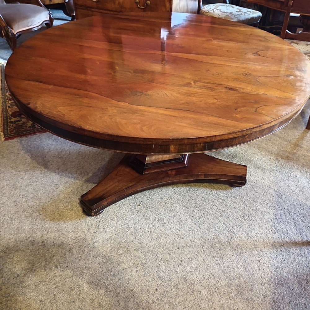 William IVth Rosewood Circular Pedestal Dining Table