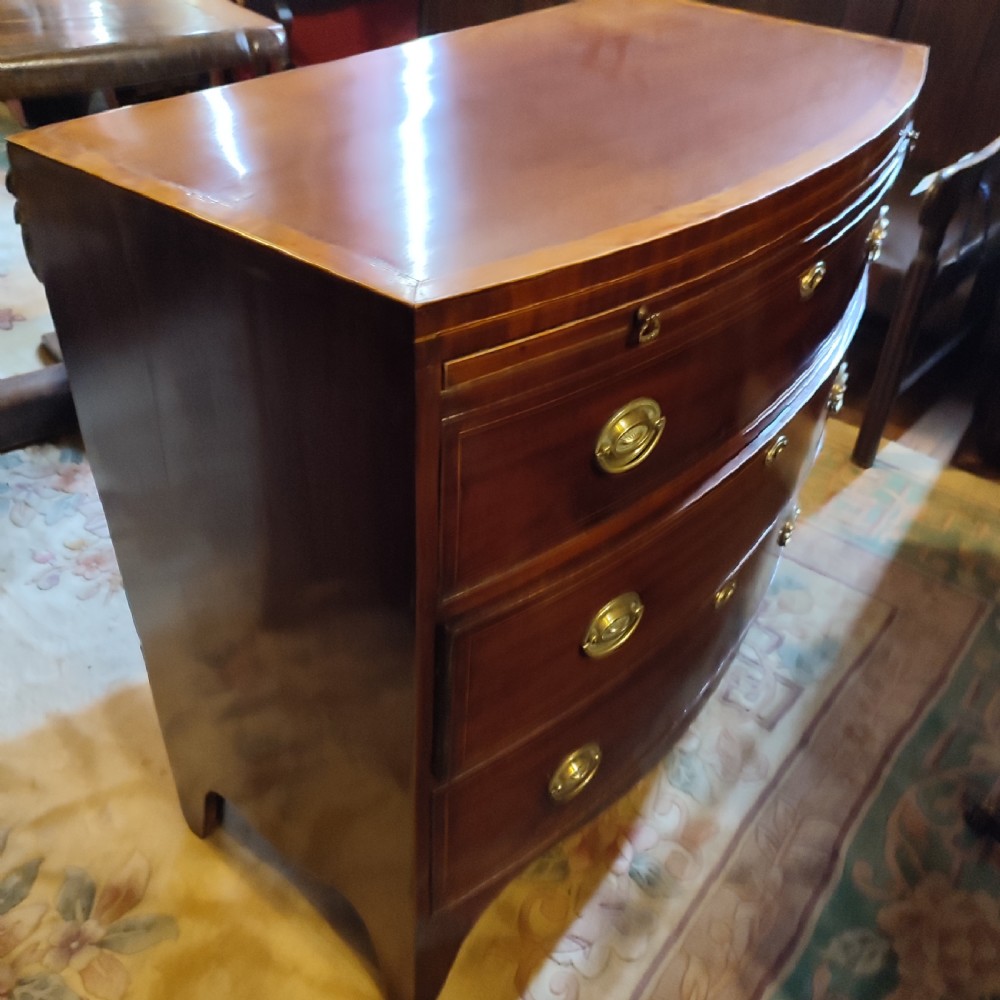 Regency Bow front Chest with Brushing Slide Mahogany & Crossbanding View II