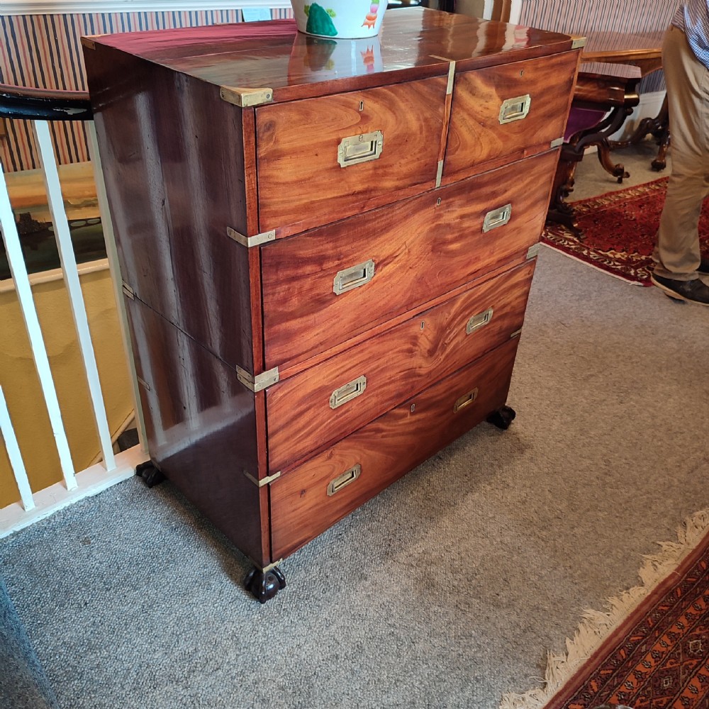 Fine Quality 19thC Military Chest Brass Mounted with Removable Ball & Claw feet. View II