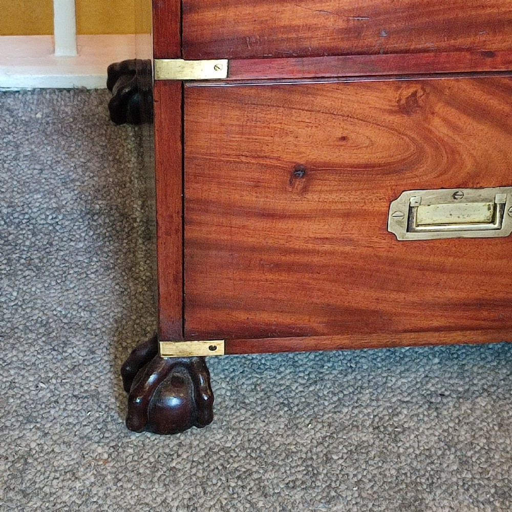 Fine Quality 19thC Military Chest Brass Mounted with Removable Ball & Claw feet. View IV