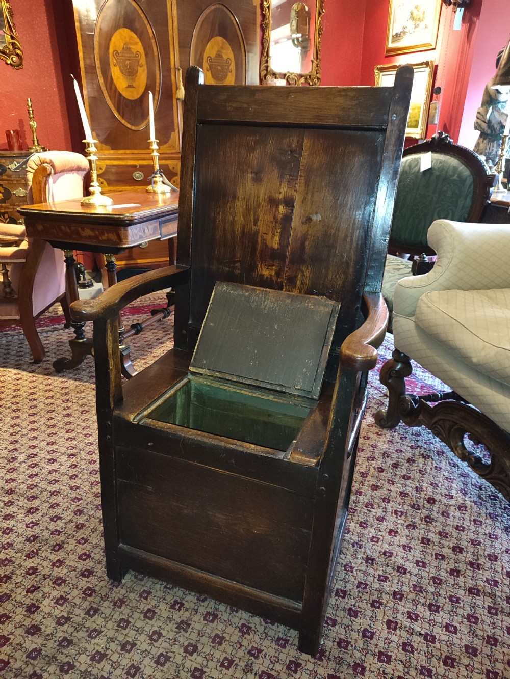 Late 17thC Oak & Fruitwood Box Seat Arm Chair View II