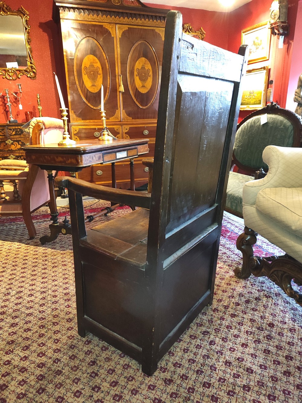 Late 17thC Oak & Fruitwood Box Seat Arm Chair View IV