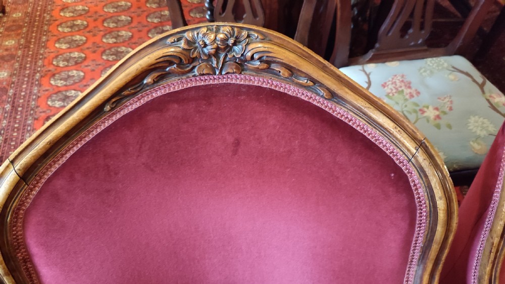 Pair of French Mid 19thC Walnut Armchairs. View II