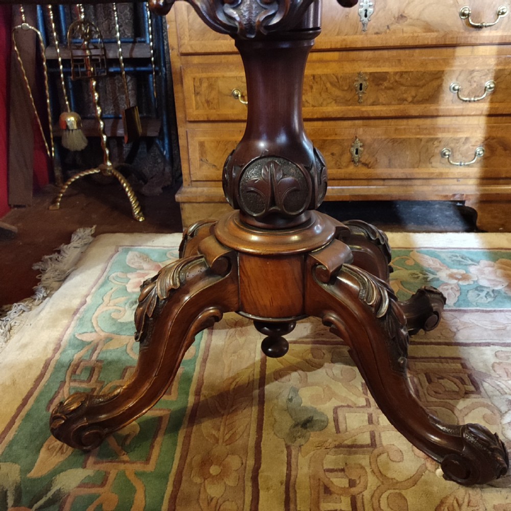 Superb Serpentine Mid Victorian Burr Walnut Card Table. View II
