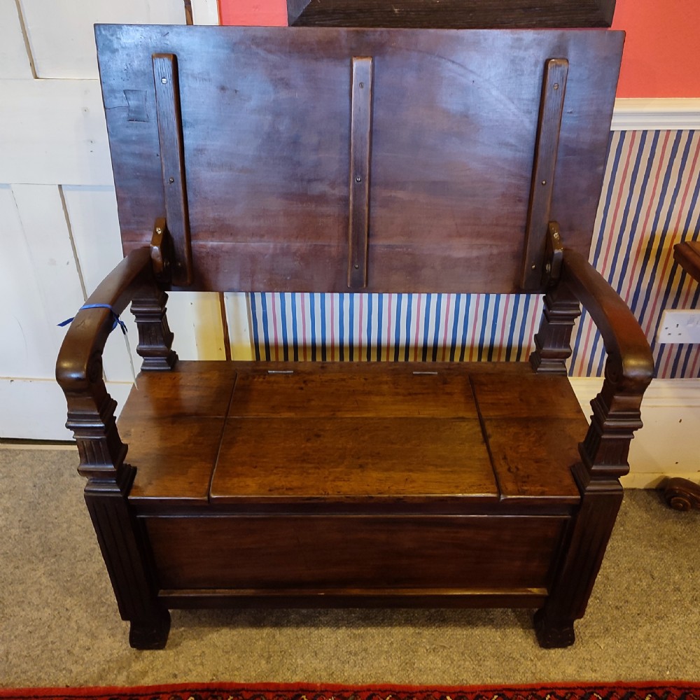 Edwardian Mahogany Monks Bench View II