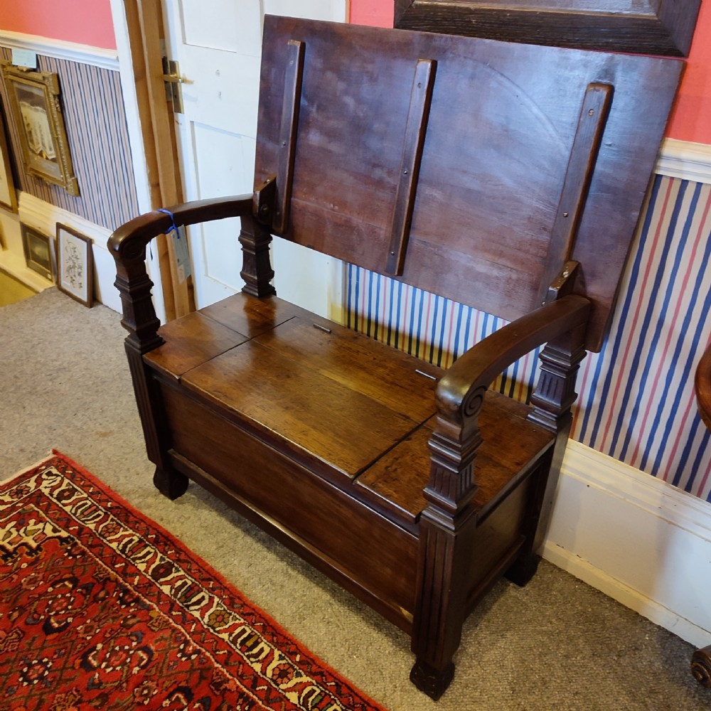 Edwardian Mahogany Monks Bench View IV