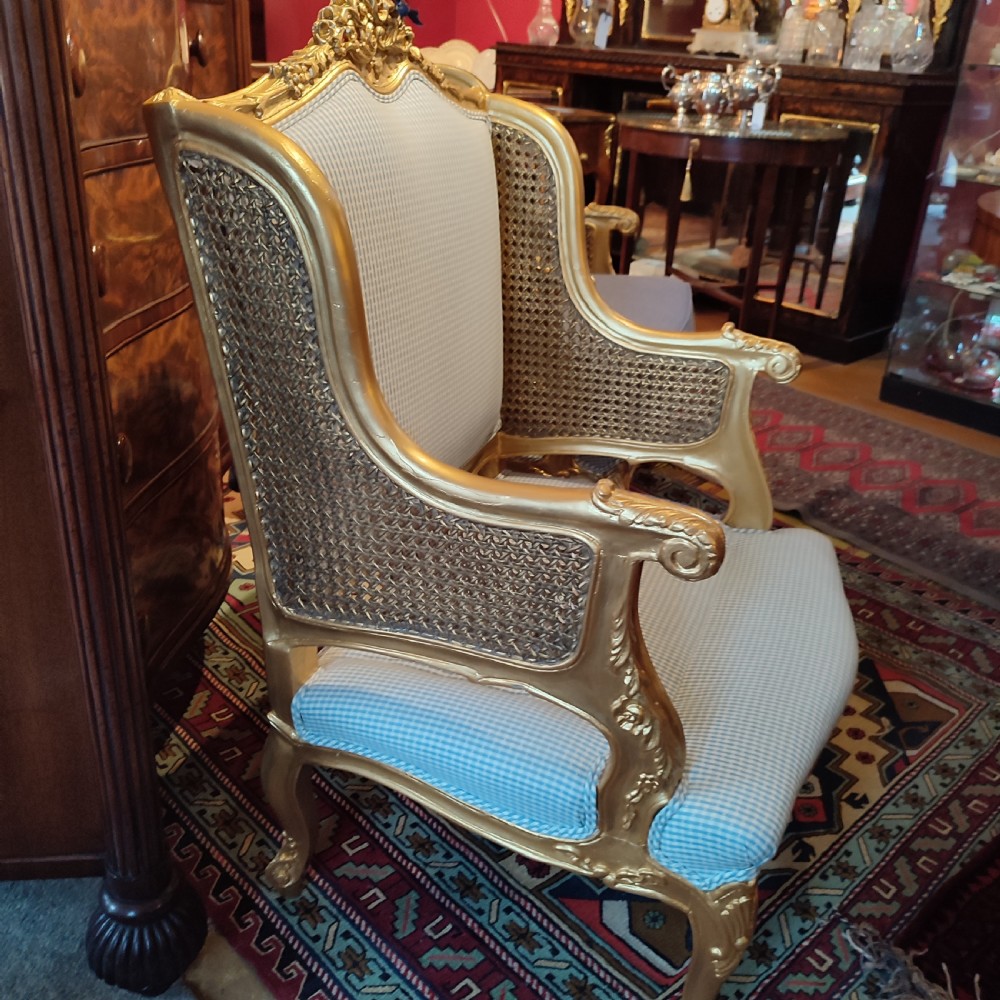 Superb Pair of Giltwood Bergère Chairs 19thC. View II