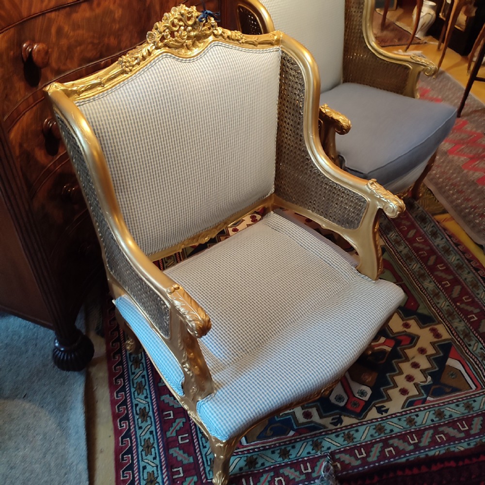 Superb Pair of Giltwood Bergère Chairs 19thC. View III
