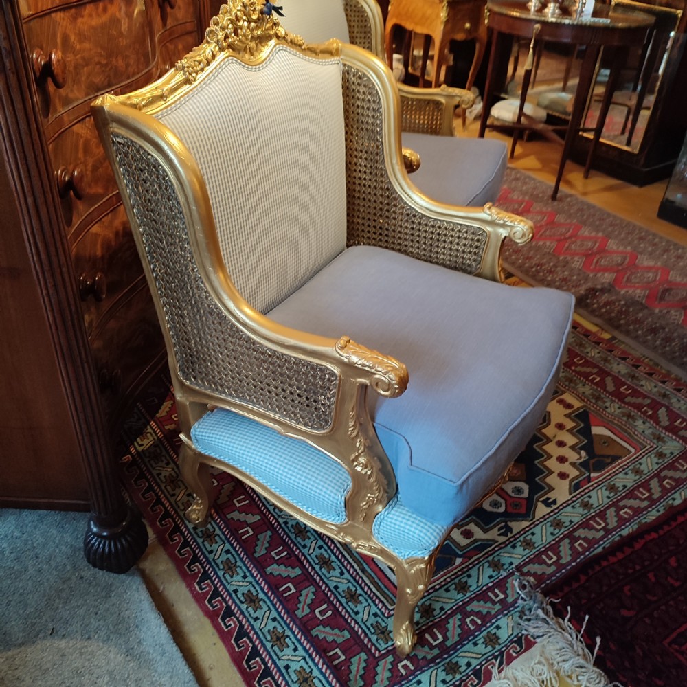 Superb Pair of Giltwood Bergère Chairs 19thC. View IV