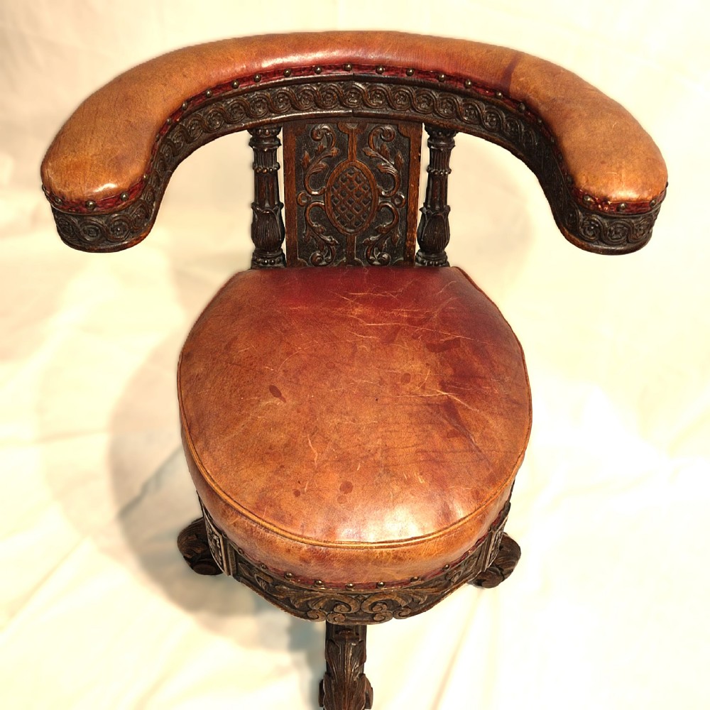 Victorian Carved Oak Cock Fighting Chair View II