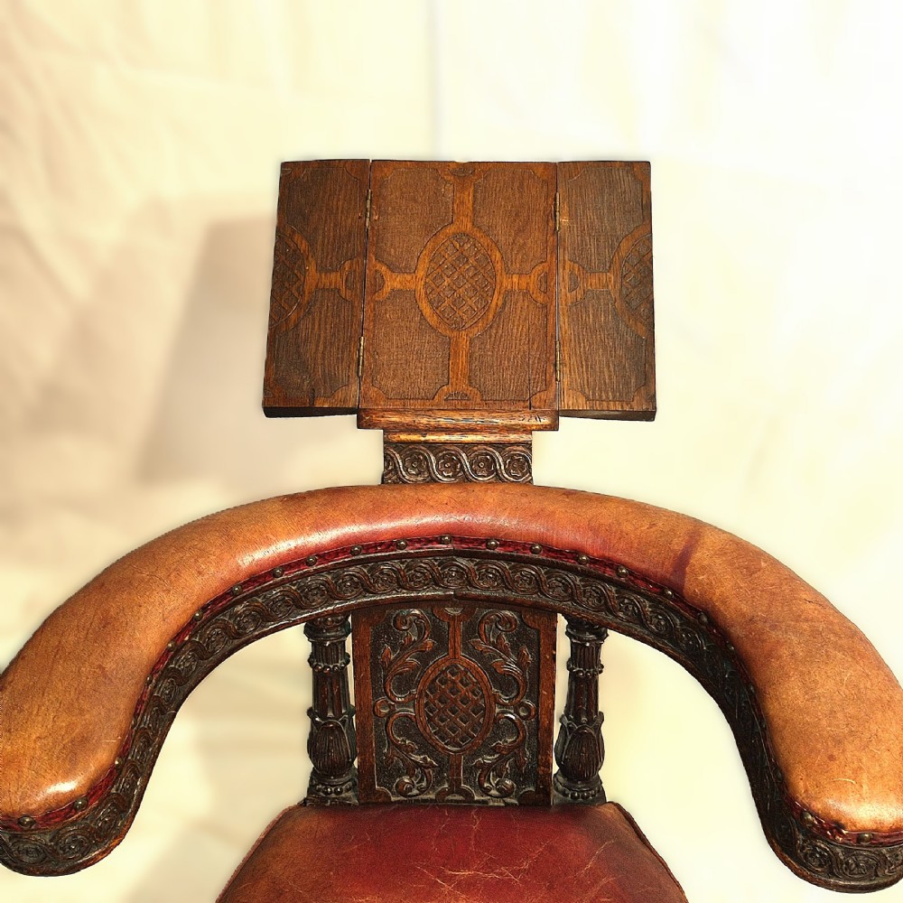 Victorian Carved Oak Cock Fighting Chair View IV