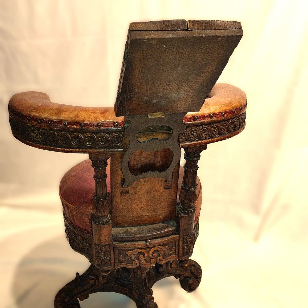 Victorian Carved Oak Cock Fighting Chair View V
