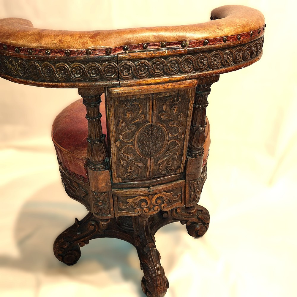 Victorian Carved Oak Cock Fighting Chair View VI