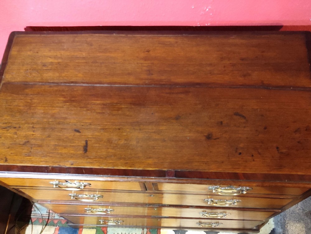 18thC Oak & Mahogany Banded Chest of Drawers View IV