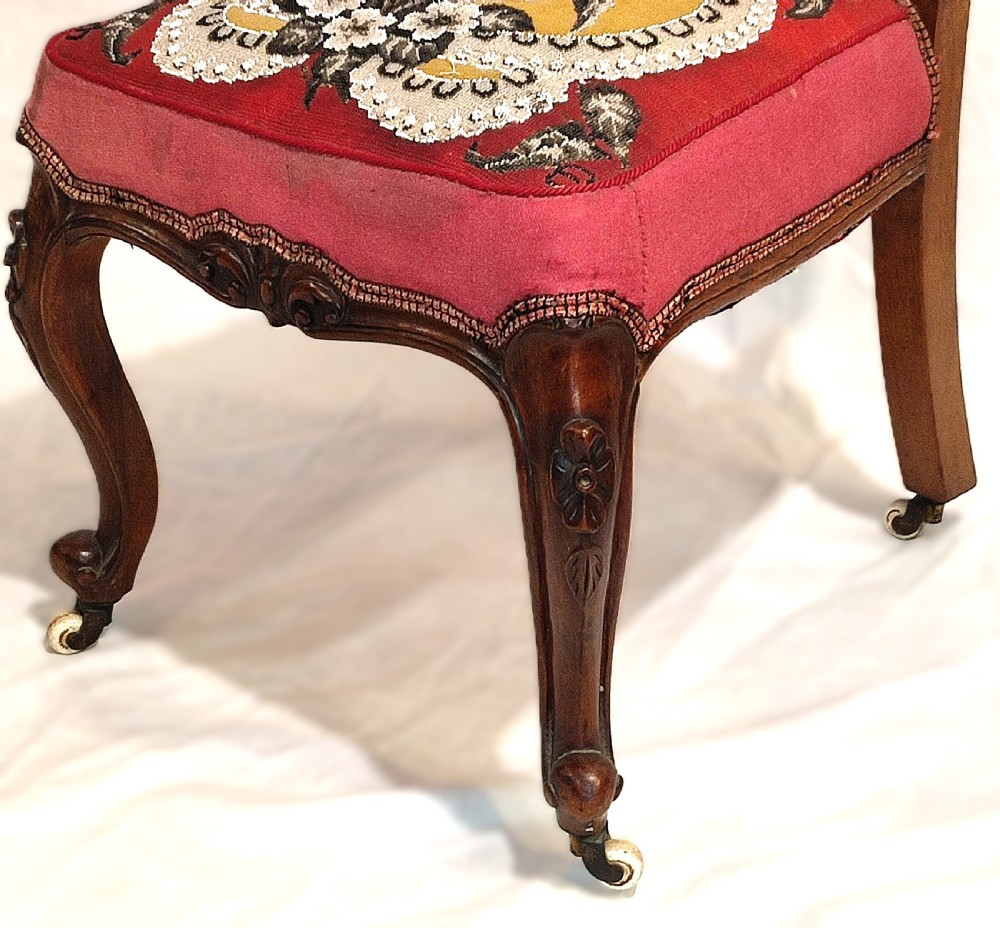 Victorian Prie Dieu Walnut & Original Beadwork Upholstery View III