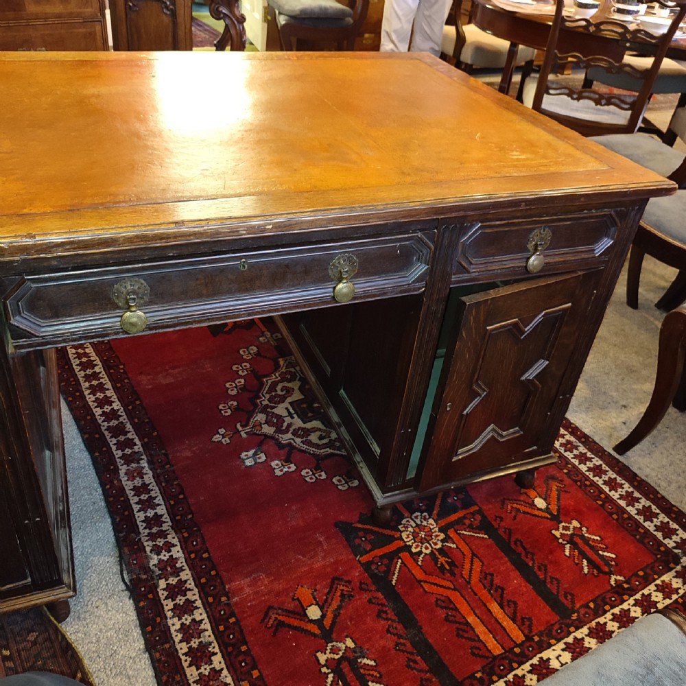 Victorian Oak Partners Desk  View III