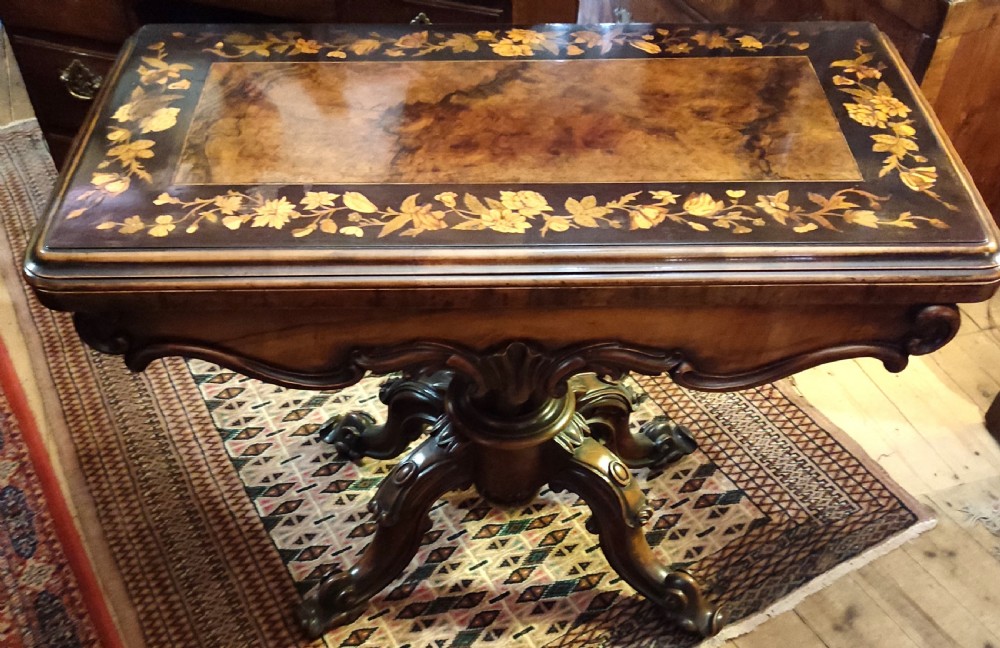 19thc Floral Inlaid Card Table View V
