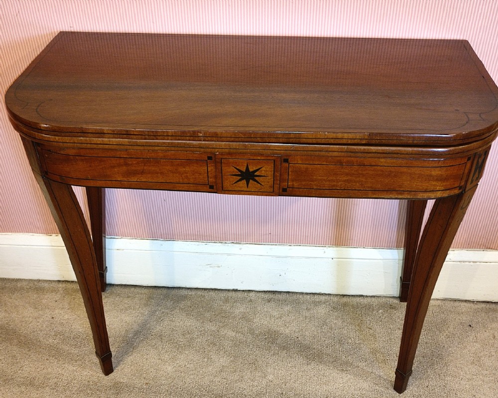 George3rd Mahogany Inlaid Sabre Leg Tea Table