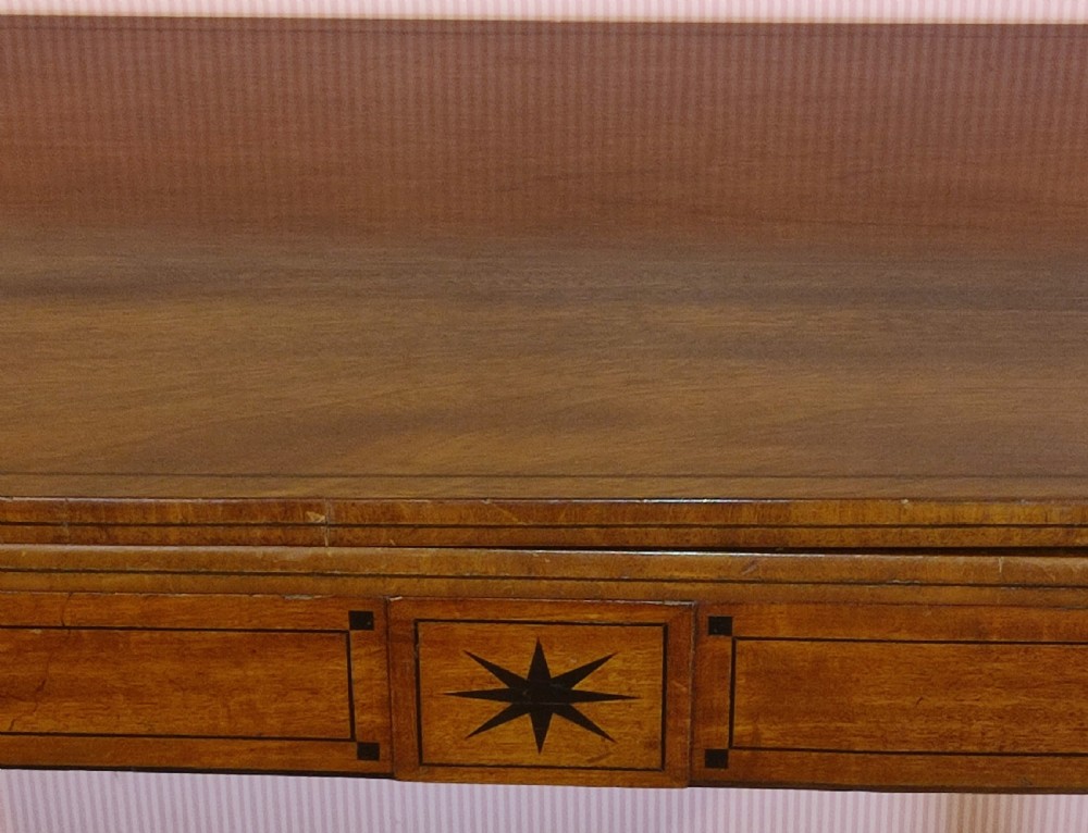 George3rd Mahogany Inlaid Sabre Leg Tea Table View II