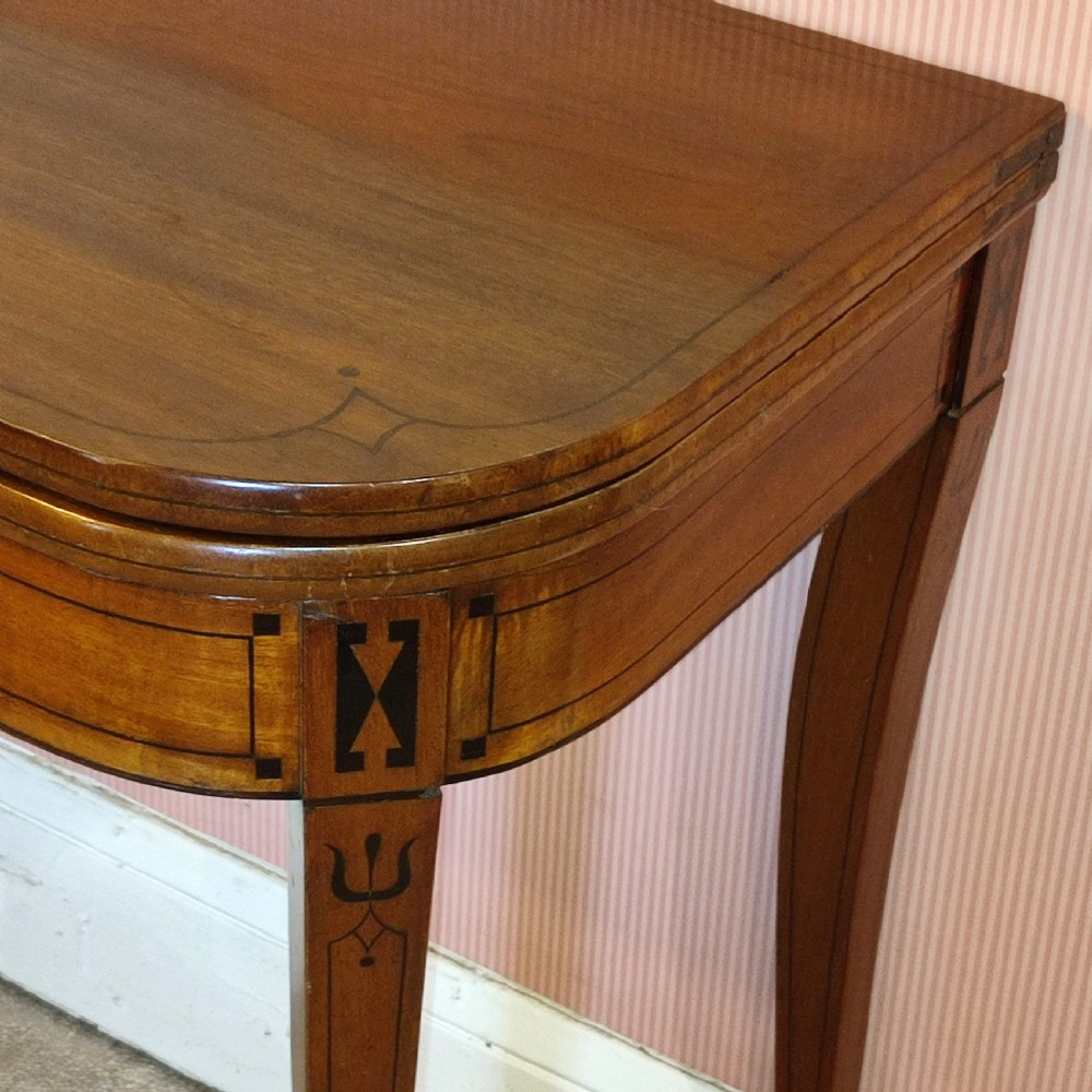 George3rd Mahogany Inlaid Sabre Leg Tea Table View III