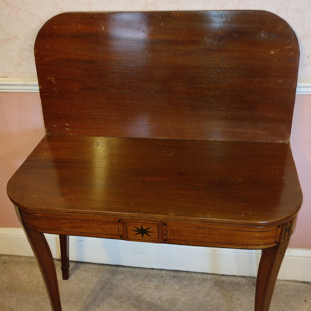 George3rd Mahogany Inlaid Sabre Leg Tea Table View IV