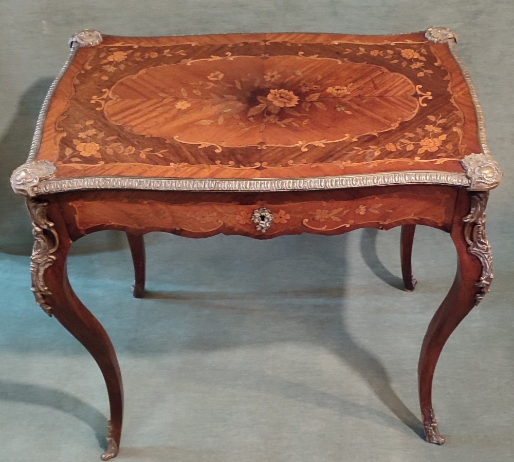 19thC Marquetry Inlaid Table