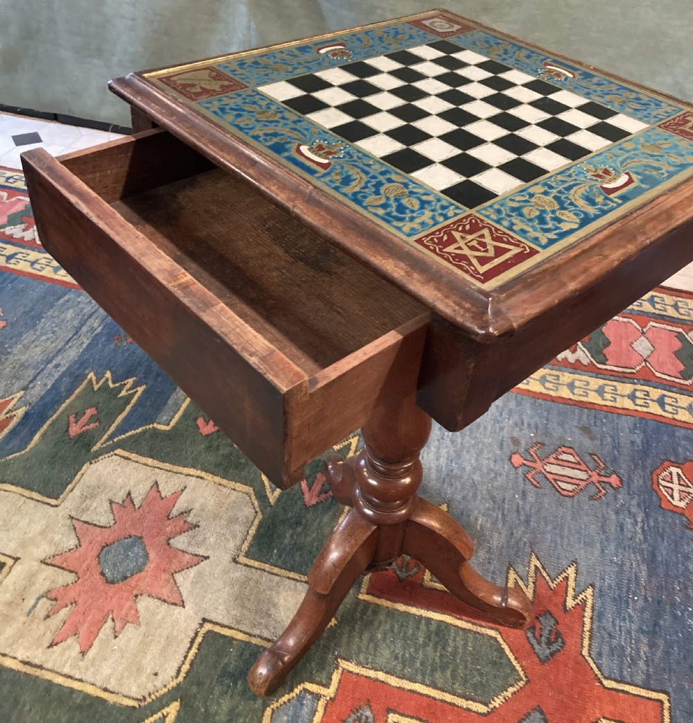 Masonic Chess Board 19thc Table View V