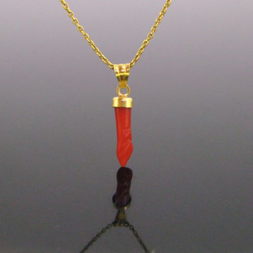Vintage Mano Figa Coral Hand Pendant, 18kt Yellow Gold