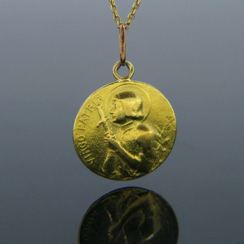 fig 1. Antique Joan of Arc Pendant, circa 1900, 18kt Yellow Gold, France