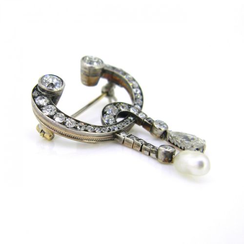 fig 2. Victorian Baroque and Pear cut Diamonds Garland Curved Brooch