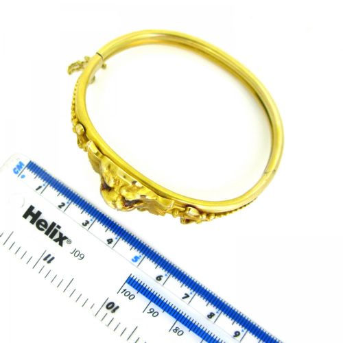 fig 1. Art Nouveau Chimera Lion Diamonds Yellow Gold Bangle Bracelet
