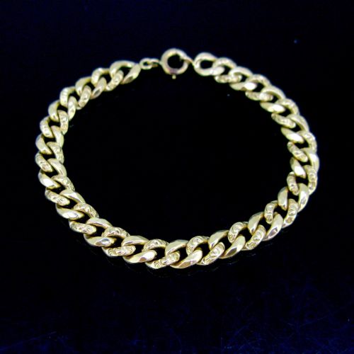 Antique Victorian Engraved Curb Link Bracelet, 18kt Yellow Gold, Circa 1880, France