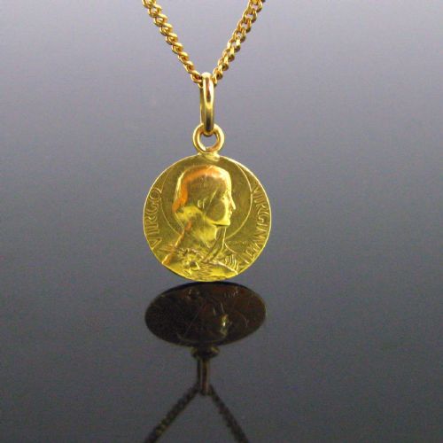 Antique Art Nouveau Religious Pendant, 18kt Yellow Gold, Circa 1905