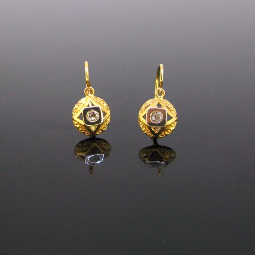 Vintage Diamonds Dormeuses Earrings, 18kt Yellow and White Gold, Circa 1930