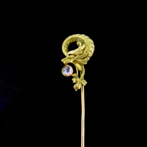 Antique Victorian Chimera Stick Pin, 18kt Yellow Gold, France, Circa 1830