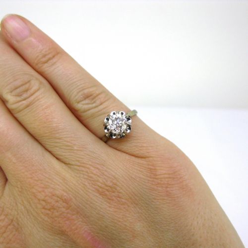 fig 2. French Retro Solitaire Diamond Ring, 18kt white gold and platinum, by Giboulet, circa 1940