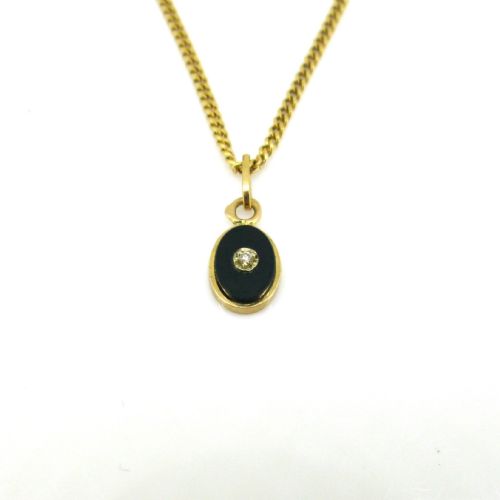 fig 1. Antique Victorian Onyx and Diamond Pendant, 18kt yellow gold, France, circa 1880