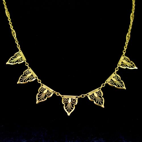 Antique Art Nouveau Draperie Necklace, 18kt Yellow Gold, France, Circa 1905