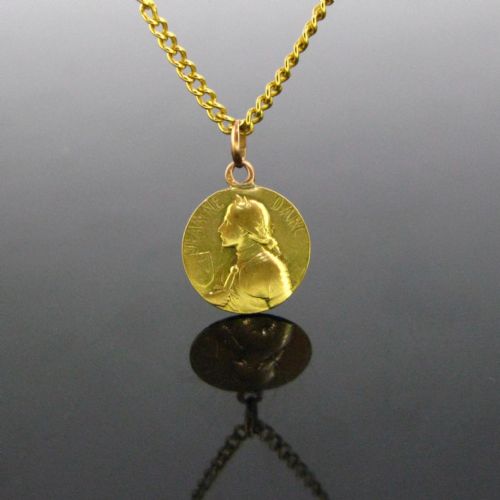 Antique Joan of Arc Medal Pendant, Circa 1900, France