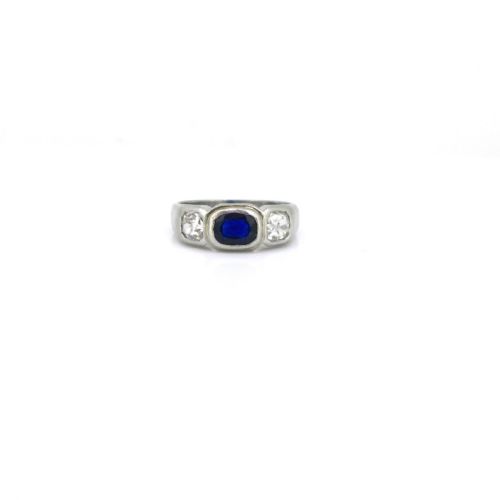 fig 1. Art Deco Sapphire and Diamonds Ring, Platinum, France, circa 1925