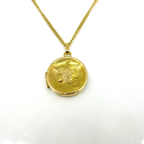 ANTIQUE ART NOUVEAU GALLIA LOCKET PENDANT FRANCE 18KT YELLOW GOLD CIRCA 1905 - ADDITIONAL PHOTO 1