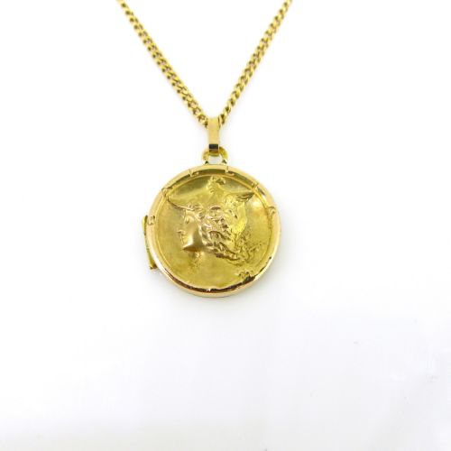 ANTIQUE ART NOUVEAU GALLIA LOCKET PENDANT FRANCE 18KT YELLOW GOLD CIRCA 1905 - ADDITIONAL PHOTO 2