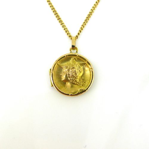 ANTIQUE ART NOUVEAU GALLIA LOCKET PENDANT FRANCE 18KT YELLOW GOLD CIRCA 1905 - ADDITIONAL PHOTO 3