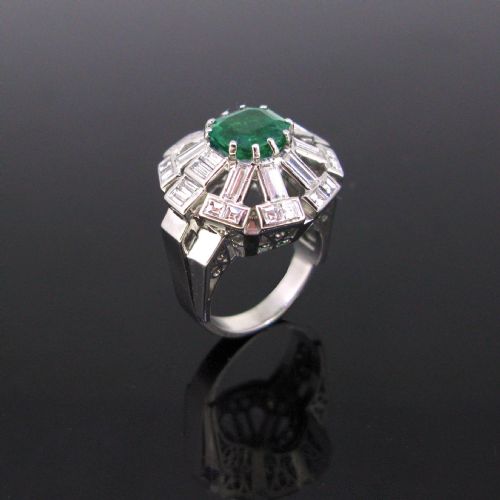fig 2. Important 2.82ct Colombian Emerald and Diamonds Cocktail Ring, Platinum,France